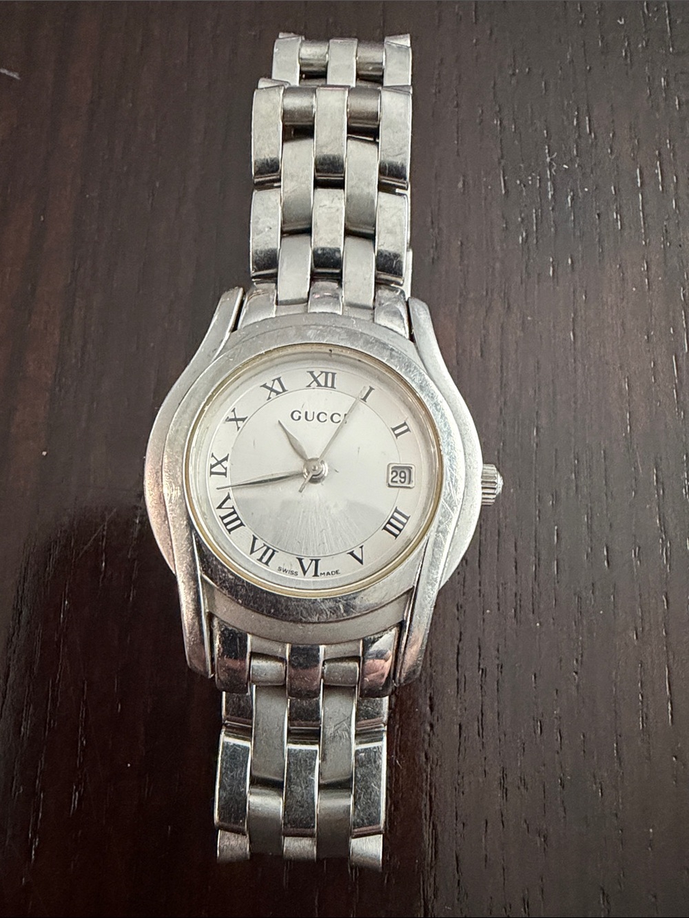 Gucci Silver-Tone Women's Roman Numeral Bracelet Watch